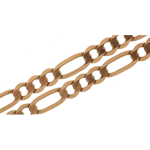 2083 - 9ct gold Figaro link necklace, 50cm in length, 17.3g