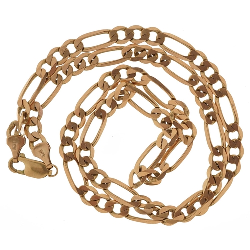 2083 - 9ct gold Figaro link necklace, 50cm in length, 17.3g