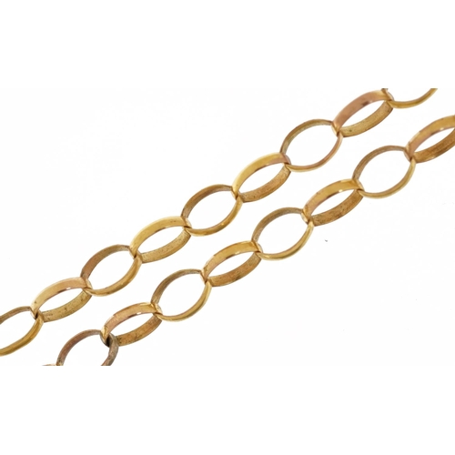 2595 - 9ct gold paper chain link necklace, 60cm in length, 7.4g