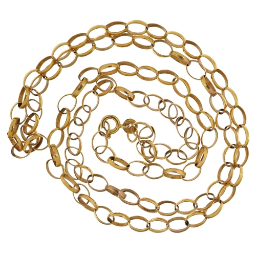 2595 - 9ct gold paper chain link necklace, 60cm in length, 7.4g