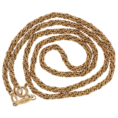 2570 - 9ct gold solid cable link necklace, 42cm in length, 10.0g