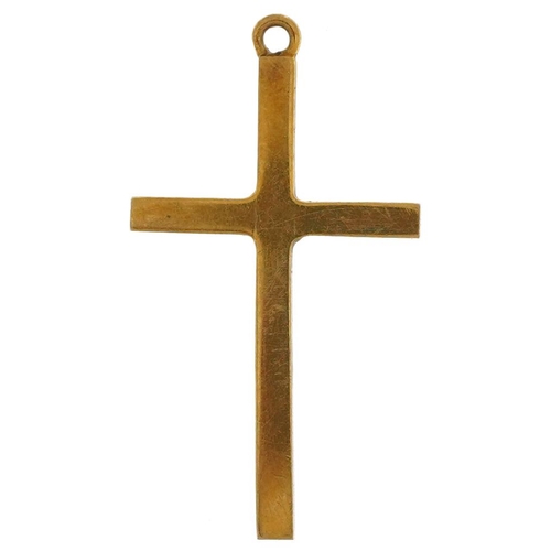 2638 - 9ct gold engine turned cross pendant, 2.7cm high, 1.3g