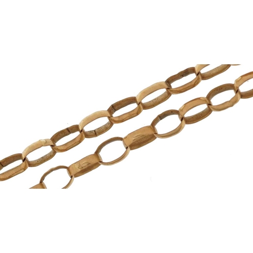 2628 - Broken 9ct gold paper chain link necklace, 55cm in length, 4.1g