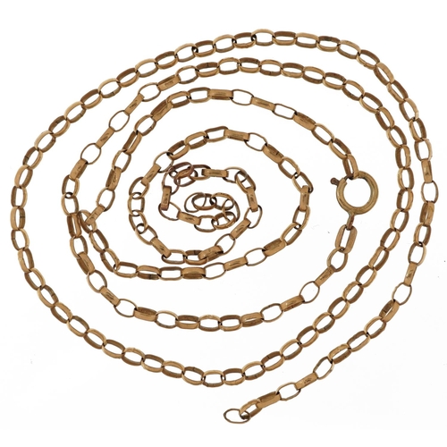 2628 - Broken 9ct gold paper chain link necklace, 55cm in length, 4.1g