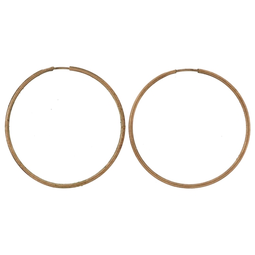 2651 - Pair of 9ct gold hoop earrings, 2.2cm in diameter, 0.6g