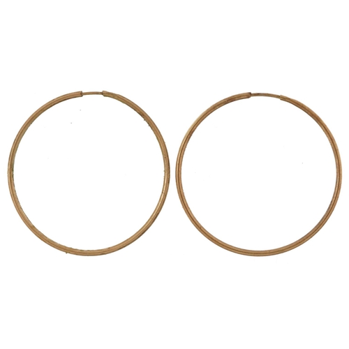 2651 - Pair of 9ct gold hoop earrings, 2.2cm in diameter, 0.6g