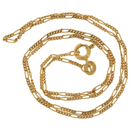 2568 - 9ct gold Figaro link necklace, 38cm in length, 1.6g