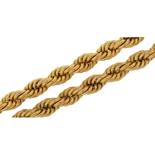 2206 - 9ct gold rope twist necklace, 38cm in length, 5.5g