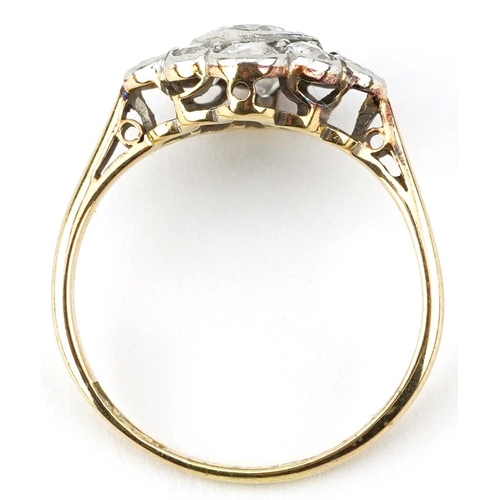 2029 - 18ct gold and platinum diamond cluster ring, the princess cut diamond approximately 5.0mm x 5.0mm x ... 