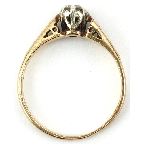 2031 - 9ct gold diamond solitaire ring with diamond set shoulders, the central diamond approximately 0.20 c... 