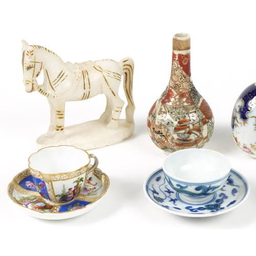 1275 - Asian and continental porcelain together with an Indian carved stone horse, the porcelain including ... 