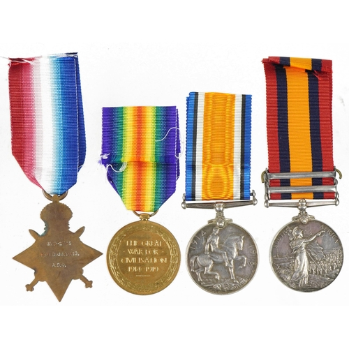 412 - Victorian and later British military four medal group relating to R J Lyons comprising Queen's South... 