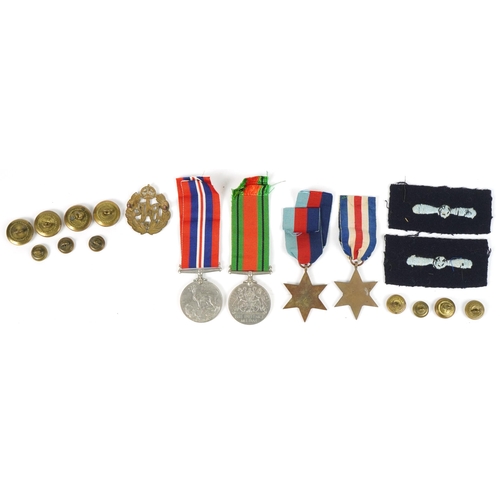 413 - British military World War II medal group relating to K J Cox including Royal Air Force Service and ... 