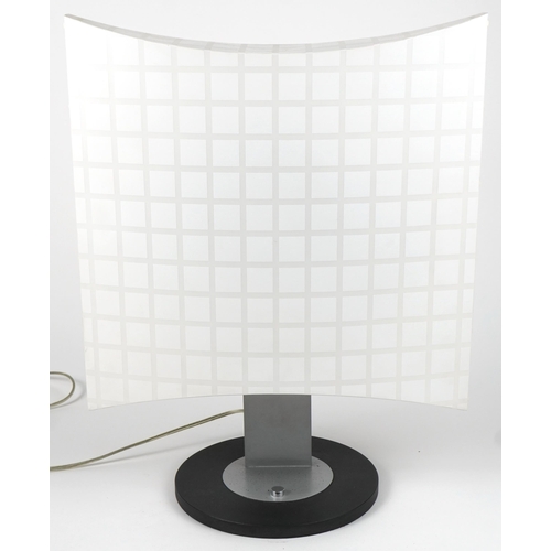 1253 - Mid century style table lamp with check design shade, 51cm high