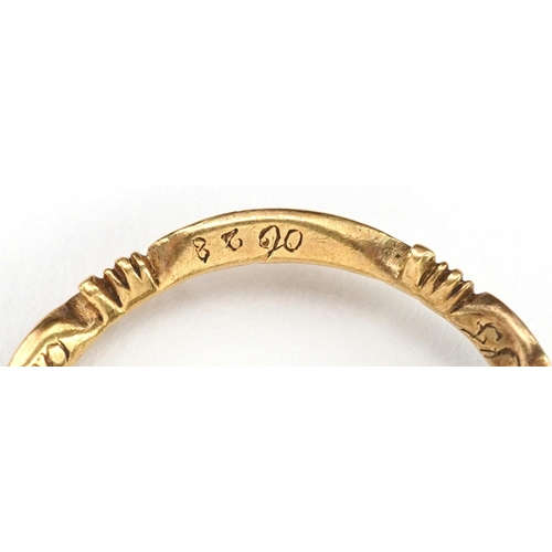 2001 - George III unmarked gold clear stone and black enamel mourning ring inscribed ABT Martin OB 15 Nov 1... 