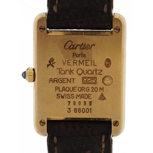 2190 - Cartier, ladies Must de Cartier silver gilt wristwatch with box and paperwork, 20mm wide