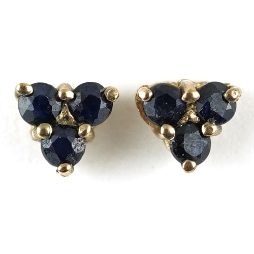 2630 - Pair of 9ct gold sapphire stud earrings, 4.4mm high, 0.6g