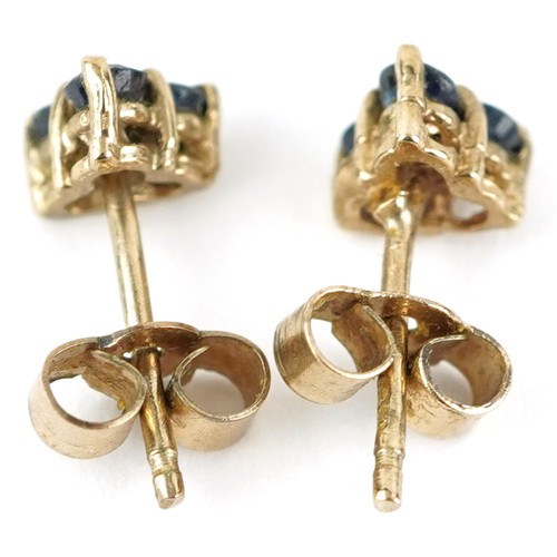 2630 - Pair of 9ct gold sapphire stud earrings, 4.4mm high, 0.6g