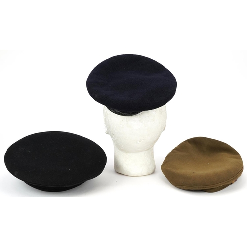 459 - Two military interest peaked caps and a Royal Engineers beret