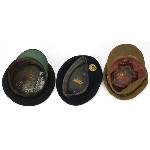 459 - Two military interest peaked caps and a Royal Engineers beret