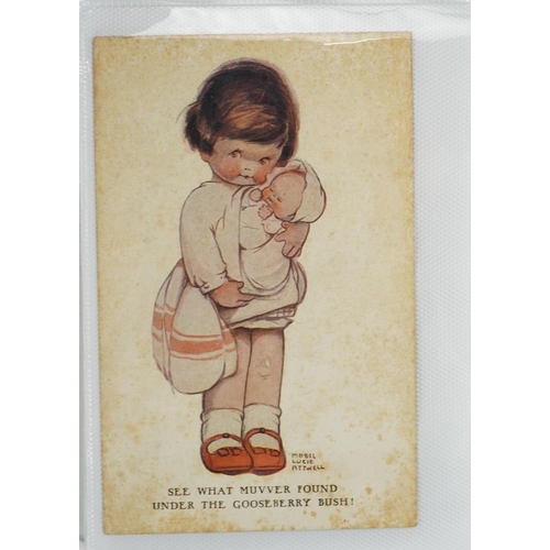 1445 - Early 20th century and later comical postcards arranged in an album including Donald McGill examples