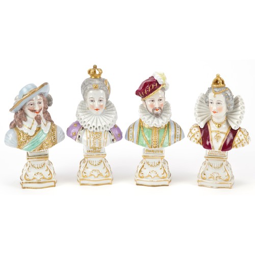 124 - Four 19th century French porcelain classical busts including Charles I and Charles IX, the largest 1... 