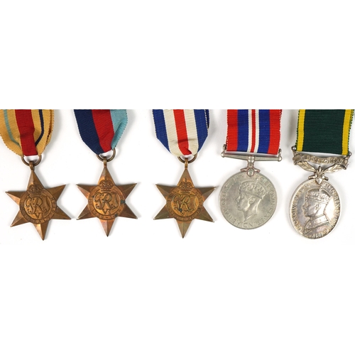 419 - British military World War II five medal group with hardwood box including Territorial Efficient Ser... 