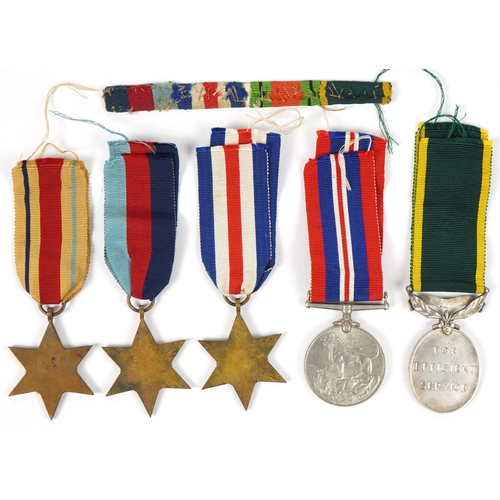 419 - British military World War II five medal group with hardwood box including Territorial Efficient Ser... 