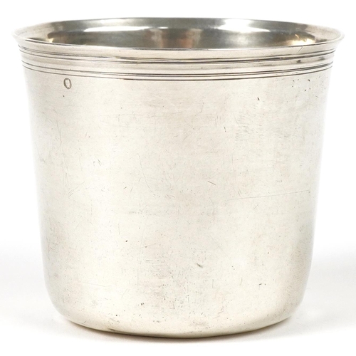 111 - Antique French silver beaker, impressed marks to the base, 6cm high, 64.4g