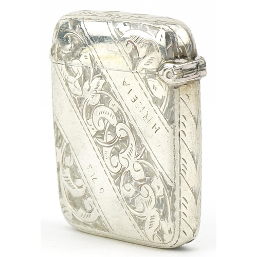 1107 - John Edward Wilmot, Edwardian silver floral engraved vesta, Birmingham 1902, 4.5cm high, 23.0g