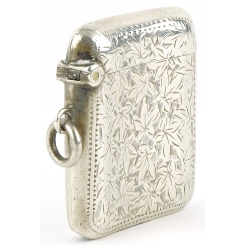 221 - G Loveridge & Co, Edwardian silver floral engraved vesta, Birmingham 1906, 4cm high, 20.0g