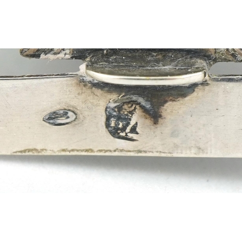 152 - Asian silver study of cattle pulling a sled with figures, 8cm in length, 42.4g