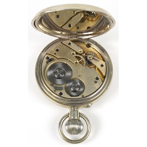 99 - J C Vickery eight day Goliath pocket watch, the enamelled dial having Roman numerals, housed in a si... 