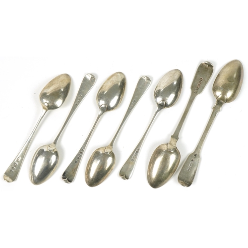 265 - Georgian and later silver teaspoons including a set of four, the largest 15cm in length, total 138.8... 