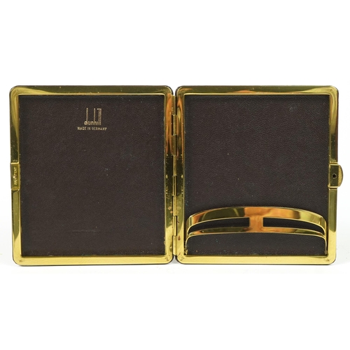 186 - Dunhill, vintage German cigarette case with brass mounts, 11cm x 10cm