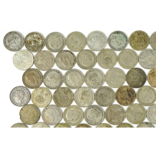 1418 - Collection of British pre decimal, pre 1947 shillings, 580g