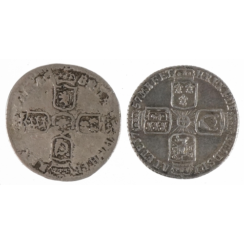 1410 - Two antique sixpences comprising William III 1691? and George II 1757