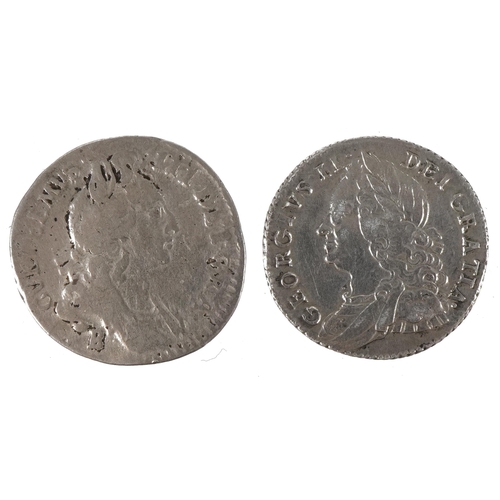 1410 - Two antique sixpences comprising William III 1691? and George II 1757