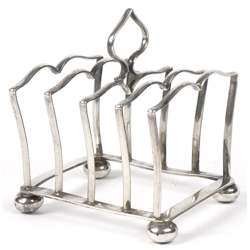 192 - Adie Brothers Ltd, George V silver four slice toast rack, Birmingham 1925, 8cm in length, 78.5g