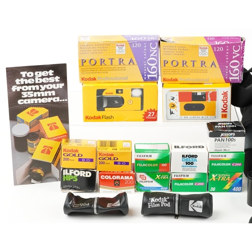 1330 - Collection of expired professional 35mm and 120 film and disposable cameras including Portra, Ektach... 