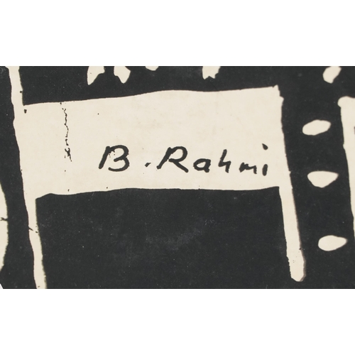 1247 - Bedri Rahmi - Abstract composition with nude females, screen print on card inscribed in pencil, limi... 