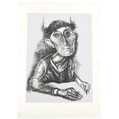 1278 - Eren Eyuboglu - Portrait of a devil, continental pencil signed screen print, limited edition 51/100,... 