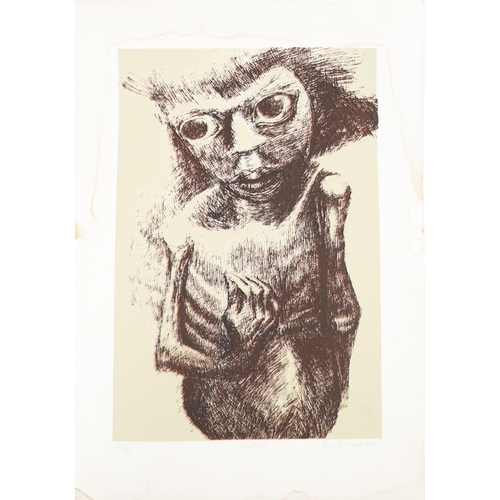 1352 - Eren Eyuboglu - Portrait of a devil, continental pencil signed screen print, limited edition 51/100,... 