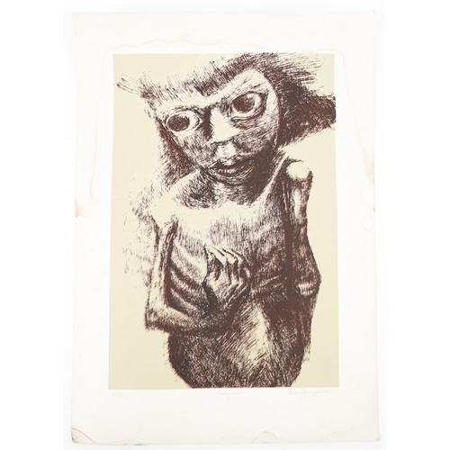 1352 - Eren Eyuboglu - Portrait of a devil, continental pencil signed screen print, limited edition 51/100,... 