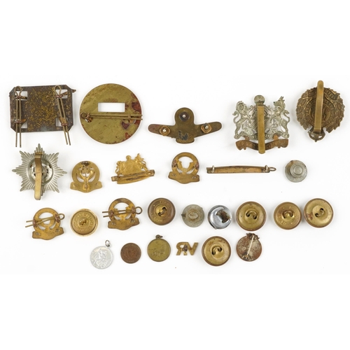 437 - Military interest cap badges and buttons including Manchester, The Cheshire Regiment and Air Trainin... 