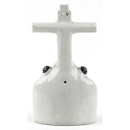 314 - Victorian Staffordshire pottery holy water font, 21cm high