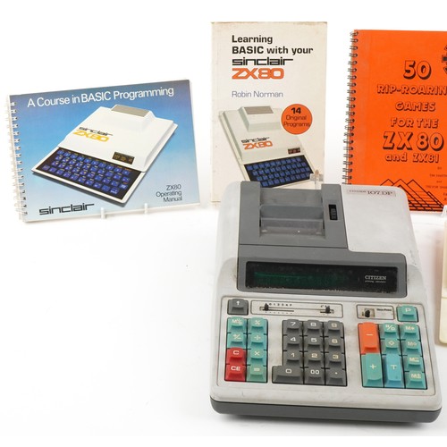 1364 - Vintage Sinclair ZX 80 computer and a Citizen 107DP printing calculator