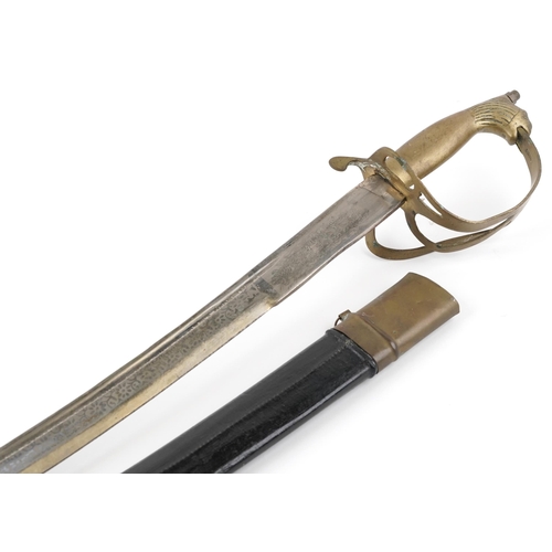 481 - Military interest sword with lion's head design handle with steel blade