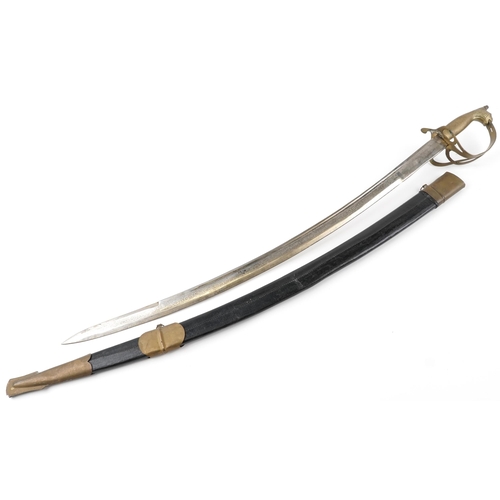 481 - Military interest sword with lion's head design handle with steel blade