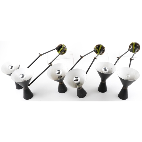 1324 - Three contemporary two branch Anglepoise wall lights, each approximately 75cm in length